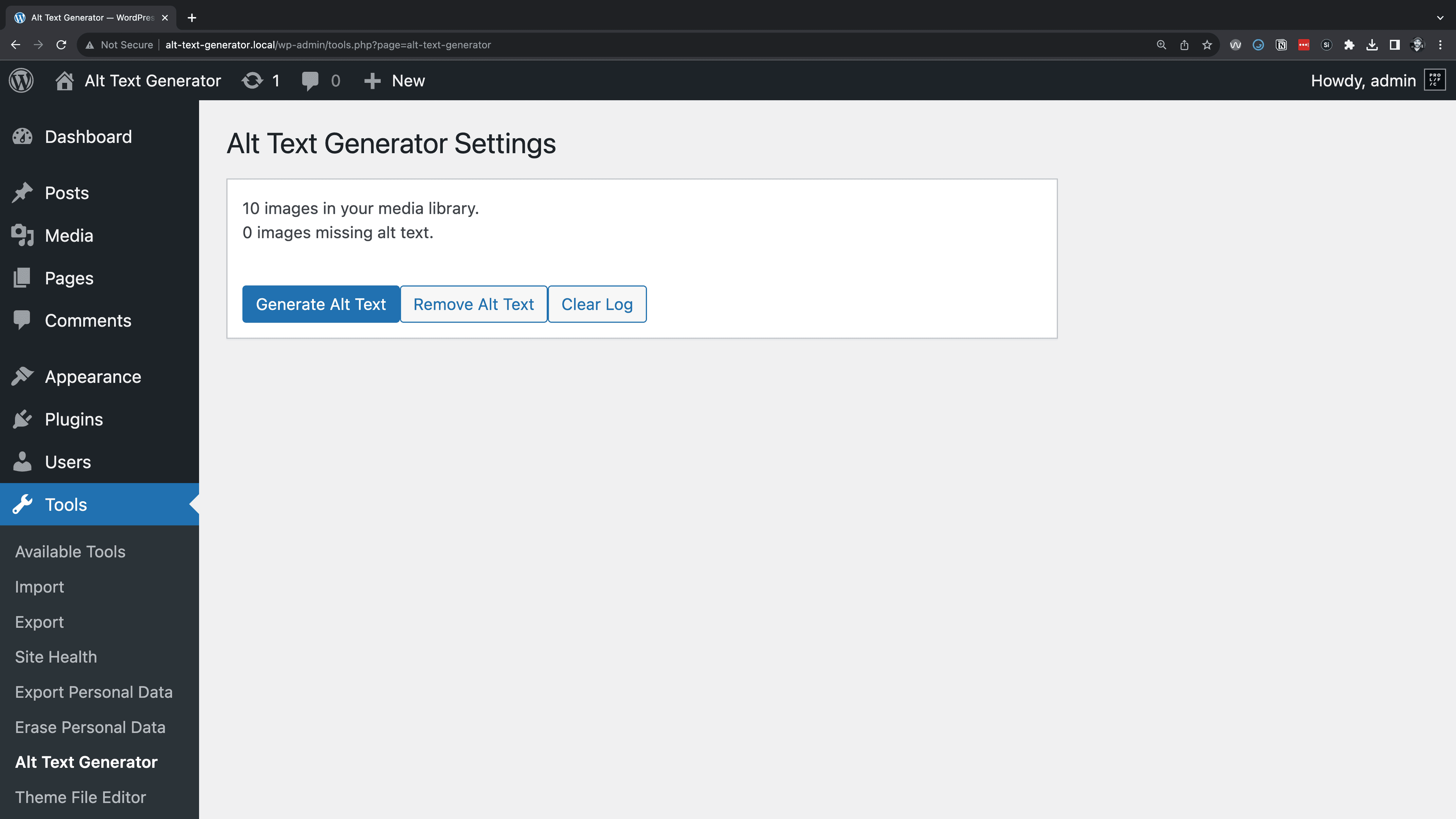 A demo screenshot of our WordPress plugin